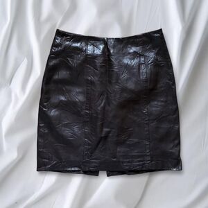 Y2K Genuine Brown Leather Mini Skirt